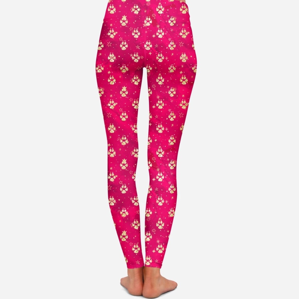 SALE! Red Christmas Dog Paws Holiday Leggings Soft - Picture 4 of 5